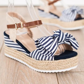 Sweet Shoes Sandalias Alpargatas Con Rayas beige azul marino 2