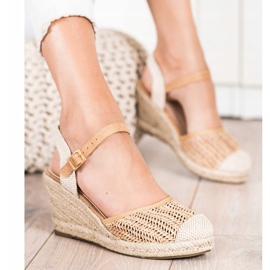 Sweet Shoes Alpargatas caladas en la cuña beige marrón 2