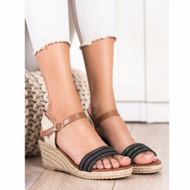 SHELOVET Sandalias estilo alpargatas casuales beige marrón negro 1