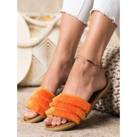 Kayla Pantuflas Naranja Con Flecos 1