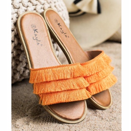 Kayla Pantuflas Naranja Con Flecos 2