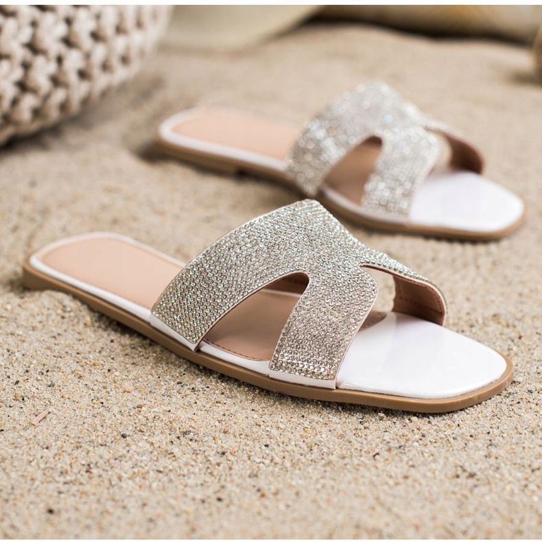 SHELOVET Pantuflas con Cristales blanco 1