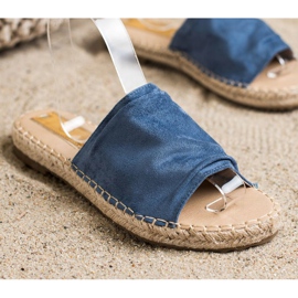 SHELOVET Pantuflas clásicas de gamuza azul 1