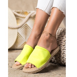 SHELOVET Pantuflas clásicas de gamuza amarillo 3