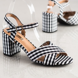 SHELOVET Sandalias a cuadros de moda negro 2