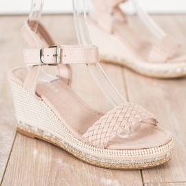 SHELOVET Sandalias de cuña trenzadas beige 3