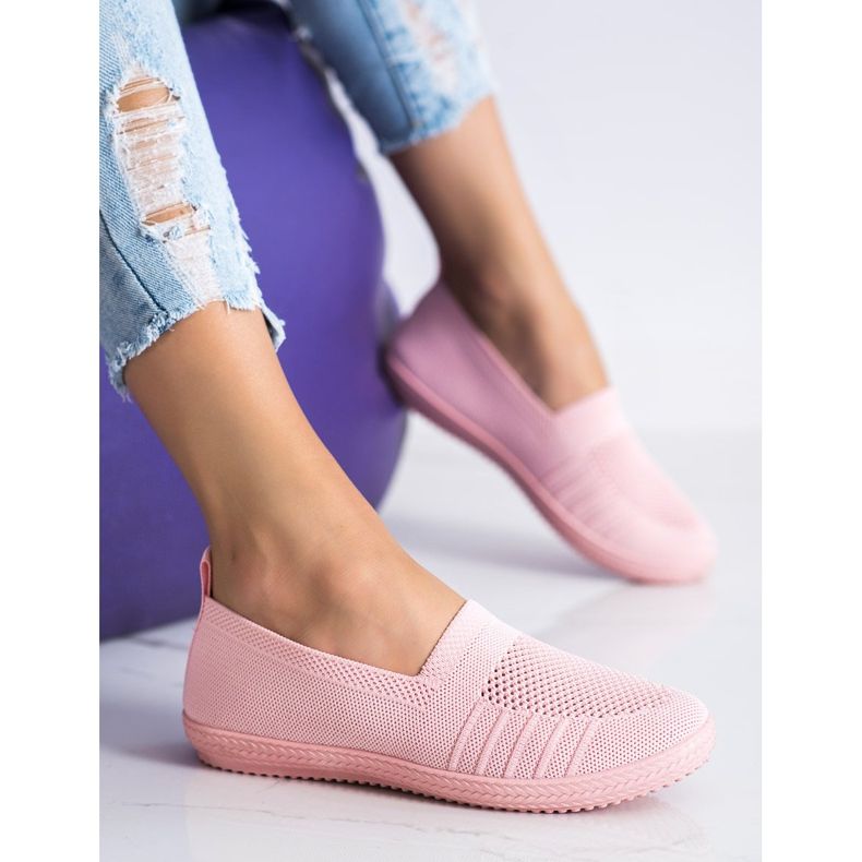 SHELOVET Slipons calados rosa 2