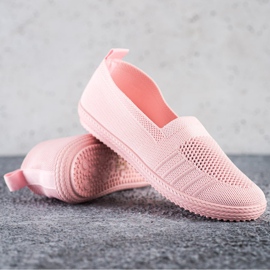 SHELOVET Slipons calados rosa 1