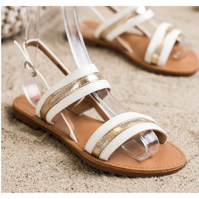 Cm Paris Sandalias planas de piel ecológica blanco 1