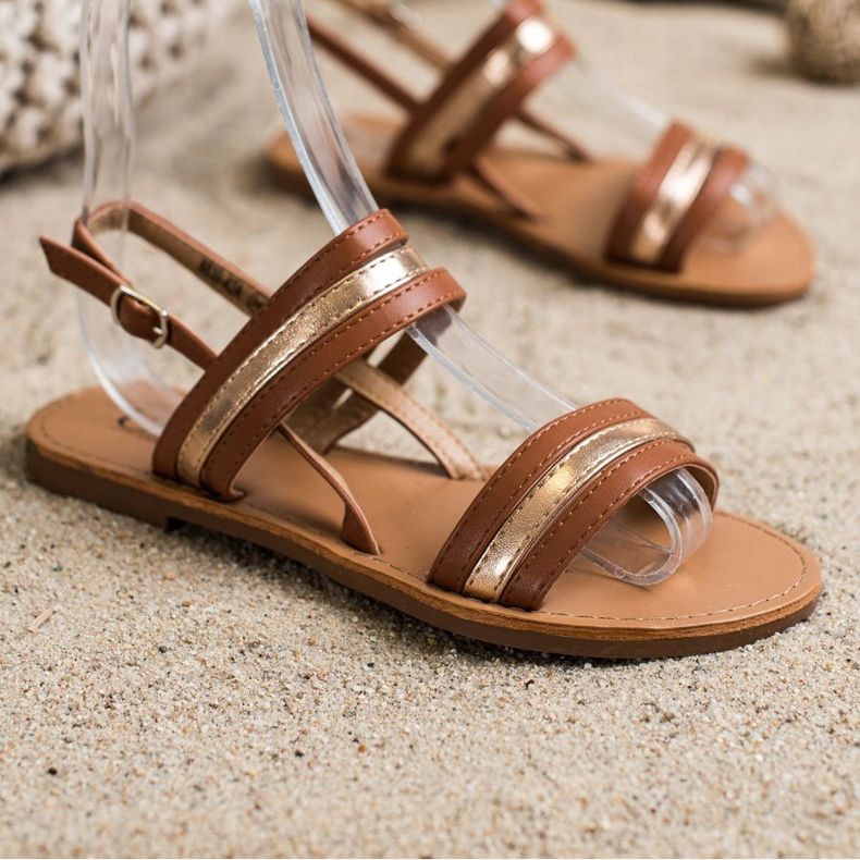 Cm Paris Sandalias planas de piel ecológica marrón 1