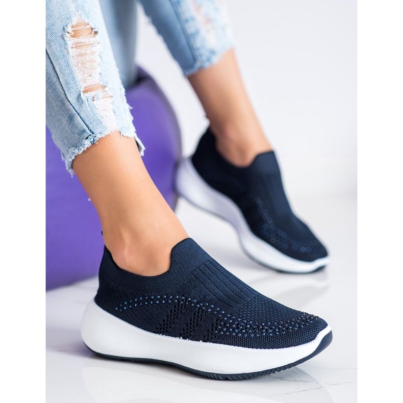 Renda Zapatillas slip-on con cristales azul 2