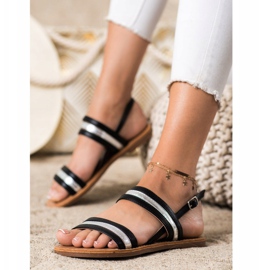 Cm Paris Sandalias planas de piel ecológica negro 3