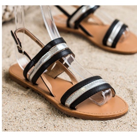 Cm Paris Sandalias planas de piel ecológica negro 2