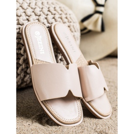 SHELOVET Pantuflas Elegantes de Piel Ecológica beige 1
