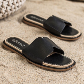 SHELOVET Pantuflas Elegantes de Piel Ecológica negro 3