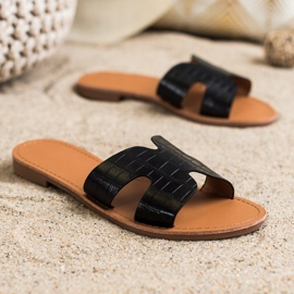 SHELOVET Pantuflas Clásicas de Piel Ecológica Negra negro 2