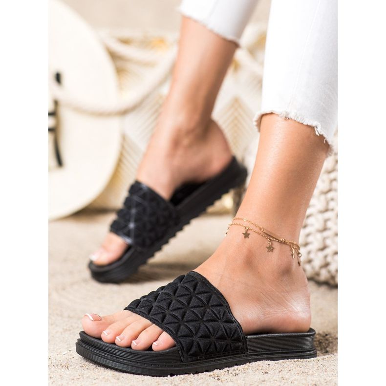 Renda Pantuflas Negras Casuales negro 1 Renda Pantuflas Negras Casuales negro 1