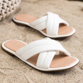 Renda Zapatillas de cuero ecológico de moda blanco 3