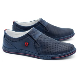 Polbut Zapatos hombre piel 362, perforados, azul marino 1