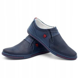 Polbut Zapatos hombre piel 362, perforados, azul marino 3