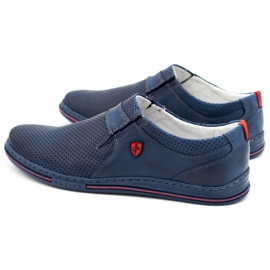 Polbut Zapatos hombre piel 362, perforados, azul marino 4