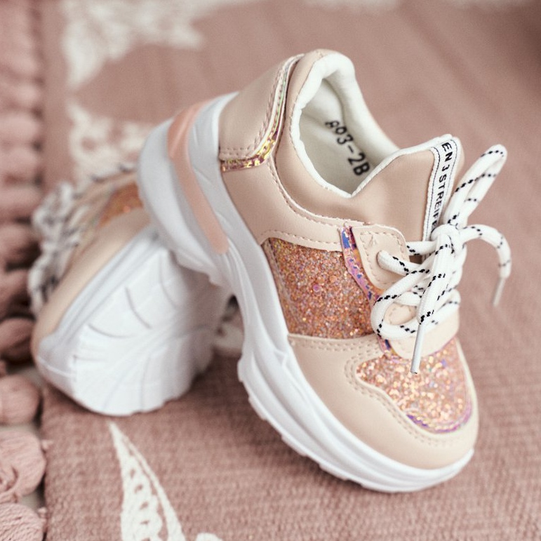 FRROCK Zapatillas Deportivas Infantiles con Purpurina Rosa Matylda 3