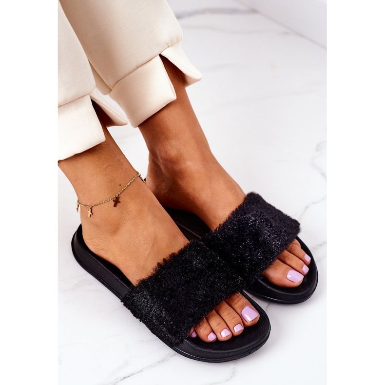 PE1 Pantuflas De Goma Con Piel Esmeril Negro 1