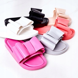 Chanclas de goma April beige con lazo 7