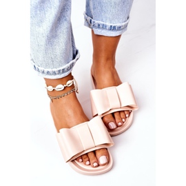 Chanclas de goma April beige con lazo 1