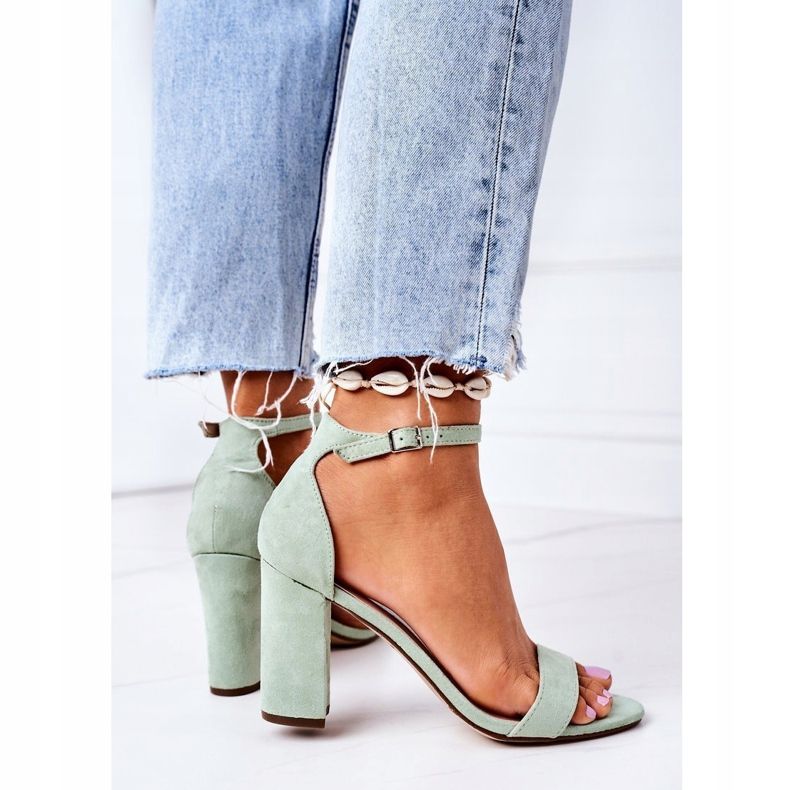 PS1 Sandalias de gamuza verde en una barra verde de Florence 2