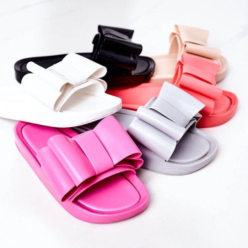 PS1 Pantuflas de Goma Con Lazo Abril Fucsia rosa 1