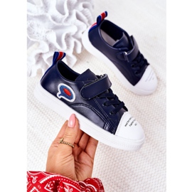 Apawwa Zapatillas de niños con velcro de dibujos animados azul marino 3