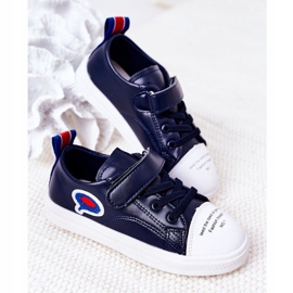 Apawwa Zapatillas de niños con velcro de dibujos animados azul marino 5