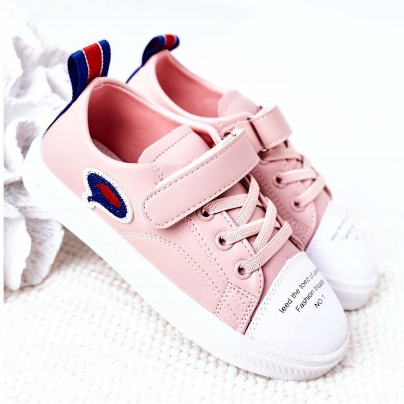 Apawwa Zapatillas de deporte rosa con velcro de dibujos animados para niños 2