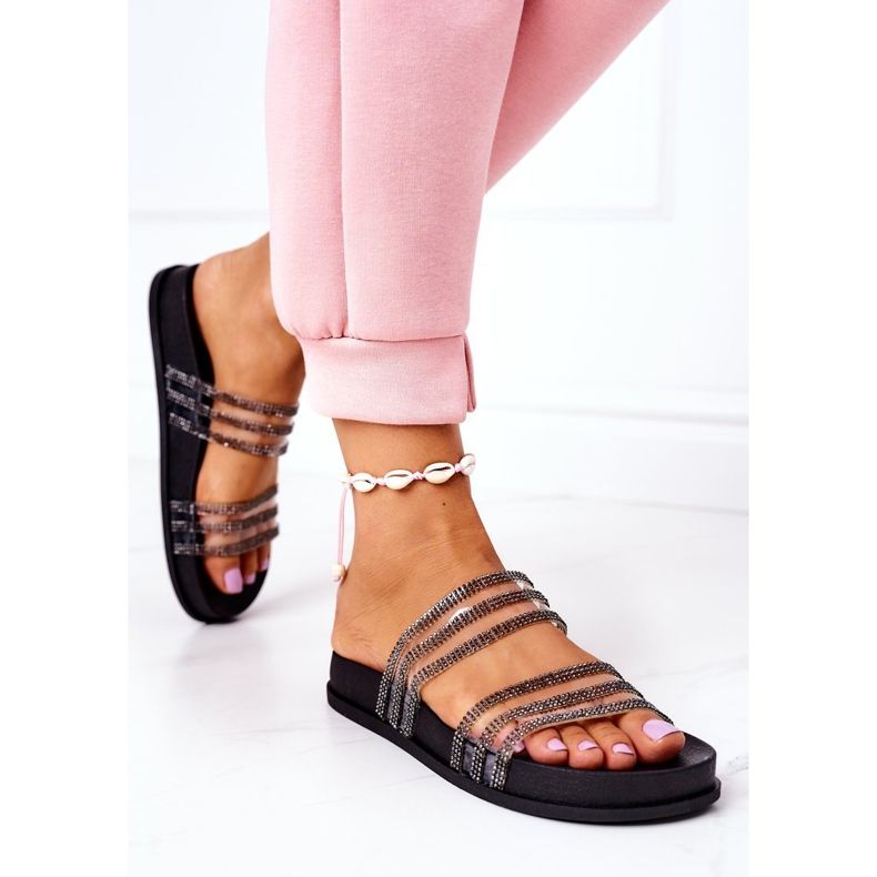 PS1 Zapatillas Miss You de goma negra con circonita negro 2