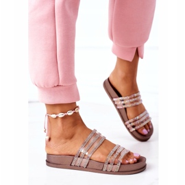 PS1 Pantuflas De Goma Con Circonita Cúbica Oro Rosa Miss You dorado 2