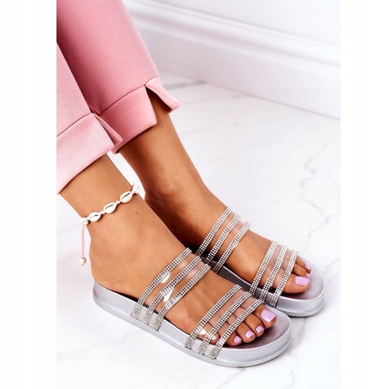 PS1 Pantuflas De Goma Con Circonita Cúbica Plateada Miss You plata 1 PS1 Pantuflas De Goma Con Circonita Cúbica Plateada Miss You plata 1