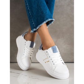SHELOVET Zapatillas de cuero ecológico blanco 2