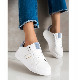 SHELOVET Zapatillas de cuero ecológico blanco 3