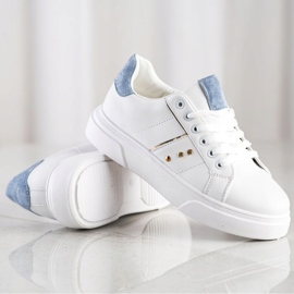SHELOVET Zapatillas de cuero ecológico blanco 1