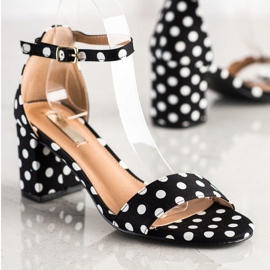 SHELOVET Sandalias elegantes con lunares negro 3