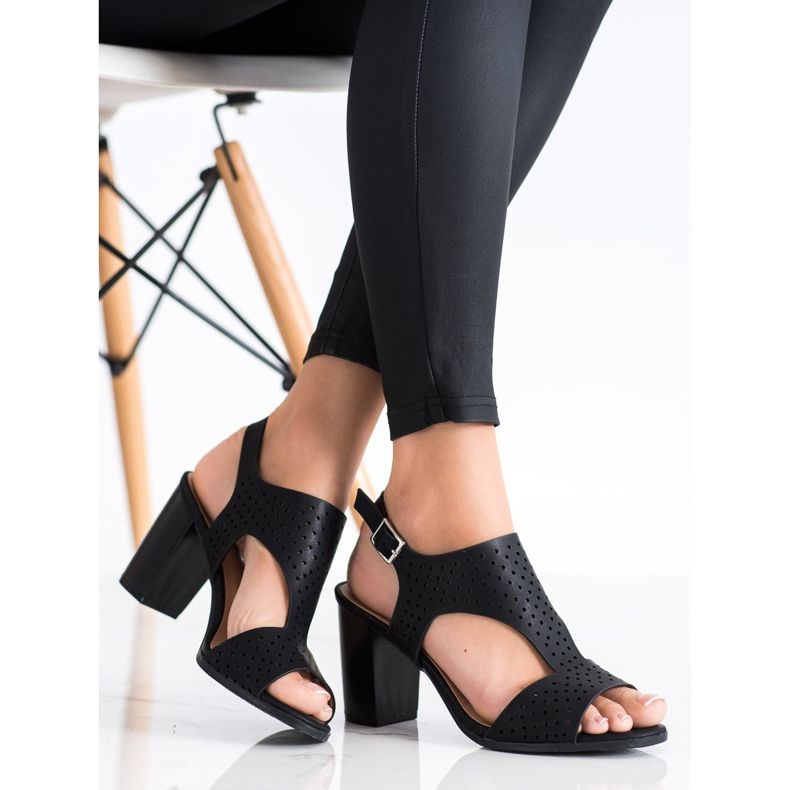 Renda Sandalias Caladas Con Piel Ecológica negro 1