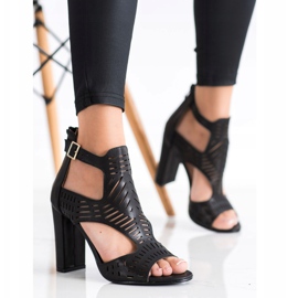 Renda Sandalias de moda caladas negro 1 Renda Sandalias de moda caladas negro 1