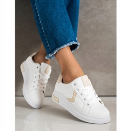 SHELOVET Zapatillas de cuero ecológico blanco 2