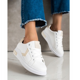 SHELOVET Zapatillas de cuero ecológico blanco 3
