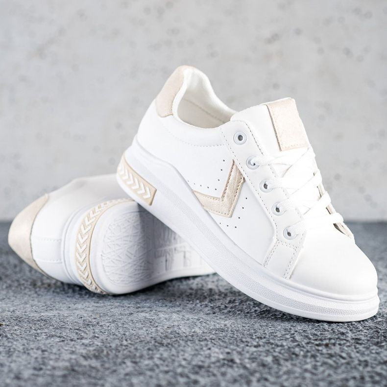 SHELOVET Zapatillas de cuero ecológico blanco 1