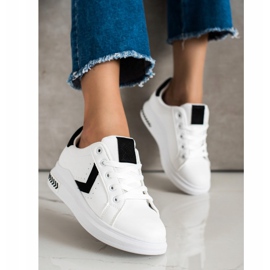 SHELOVET Zapatillas de cuero ecológico blanco 3