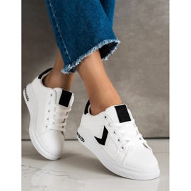 SHELOVET Zapatillas de cuero ecológico blanco 2