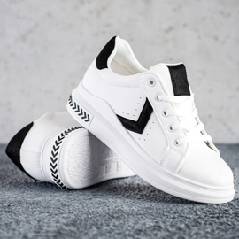 SHELOVET Zapatillas de cuero ecológico blanco 1
