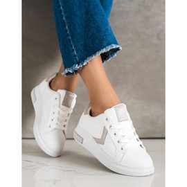 SHELOVET Zapatillas de cuero ecológico blanco 2